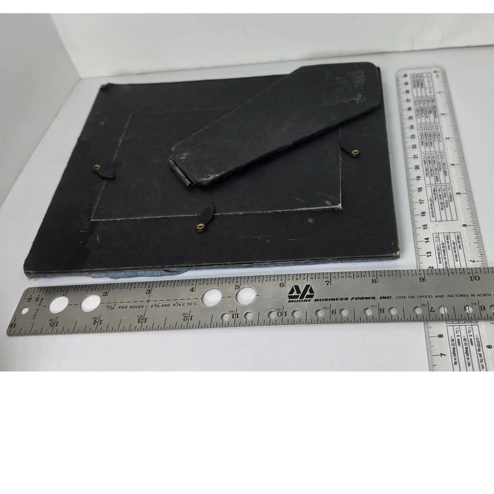 Blue Denim Fabric Picture Frame with Buttons and Contrast Stitching 4x5 Tabletop